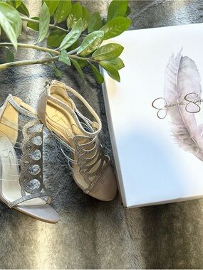 Jessica Simpson Rose Gold Crystal Cutout Heels